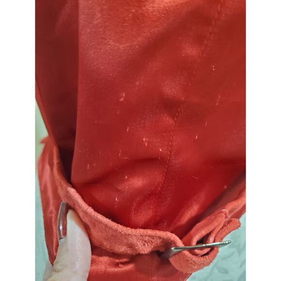 Vtg Lord & Taylor Silky Split Pig Leather Double Breasted Waistcoat Vest 10 Red - Picture 7 of 14